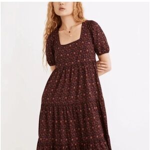 Madewell Aidy Squared Neck Tiered Orchard Floral Midi Dress Size 12